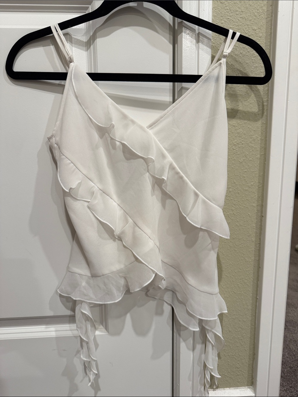Aritzia White Ruffle Wrap Cami